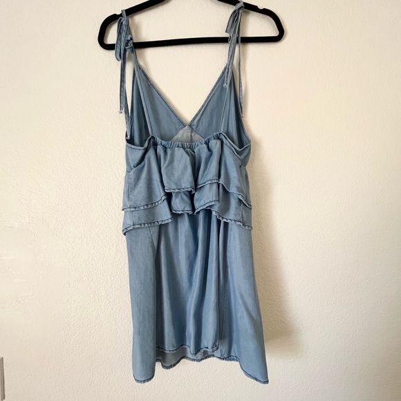 DO+BE- Tie Strap ruffle denim dress - Size M - Picture 3 of 6